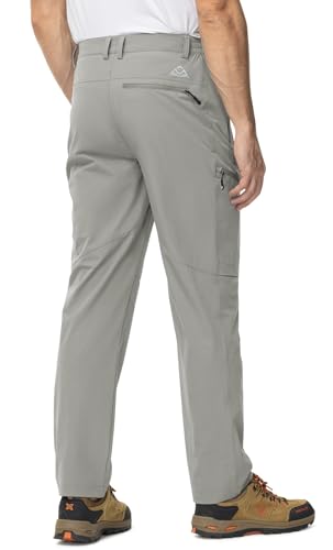 TBMPOY Men's Lightweight Hiking Travel Pants Stretch Quick Dry Work Pant Cargo Outdoor Camping Fishing 5 Zip Pockets