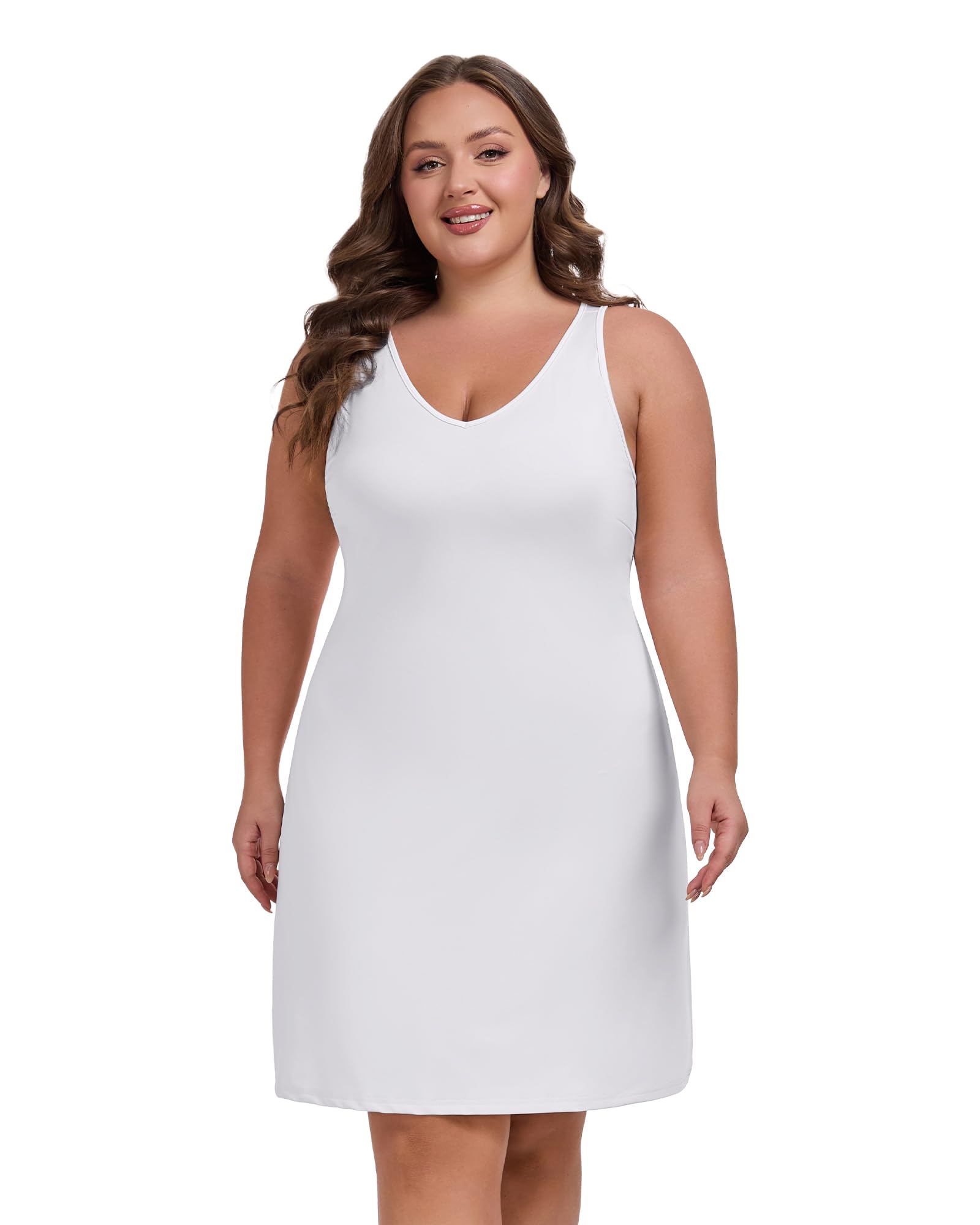 MOSCOAL Plus Size Full Slip V Neck Cami Dress for Women Nightwear
| MOSCOAL Women's Plus Size Full Slip V Neck Cami Nig